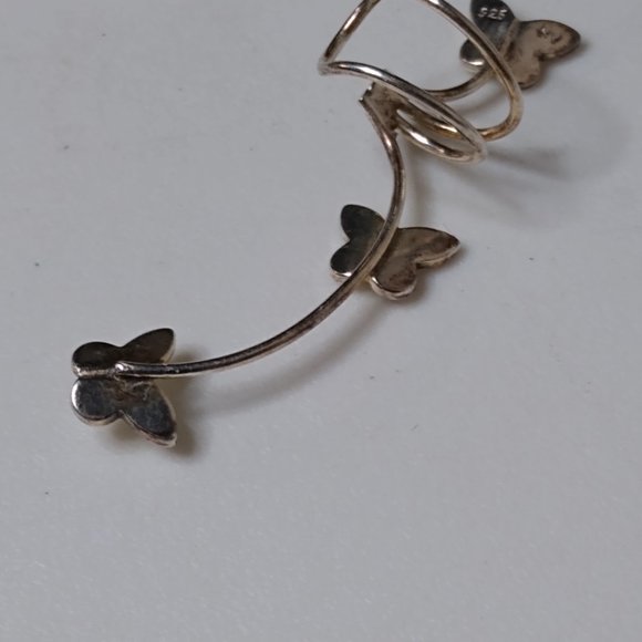 925 Silver Butterfly Single Ear Cuff (Right Ear) - Picture 8 of 11